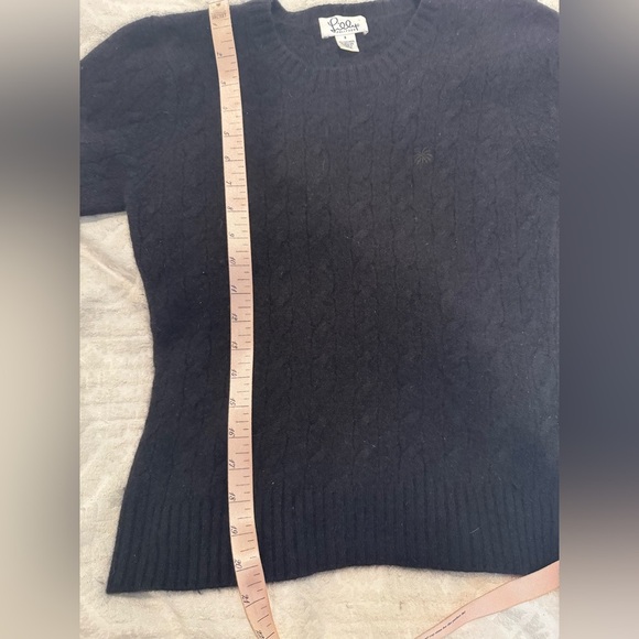 Lilly Pulitzer Black cashmere cable knit soft Sweater palm tree embroidery - Picture 7 of 7